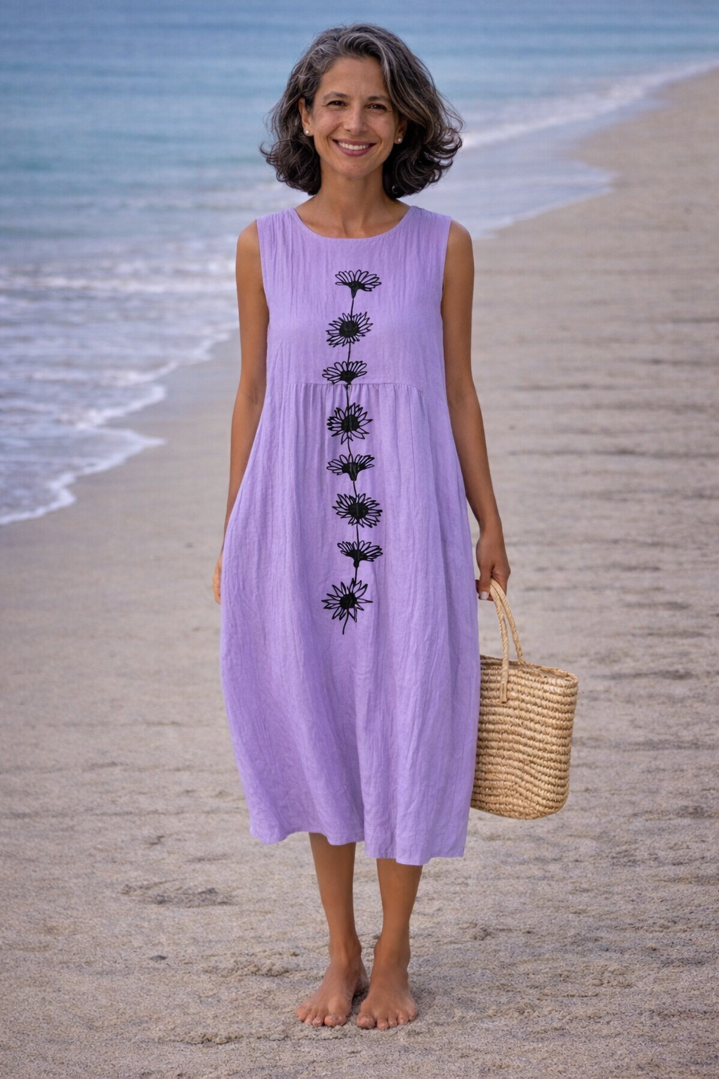 Women's Midi Dress | Floral Sleeveless Draped