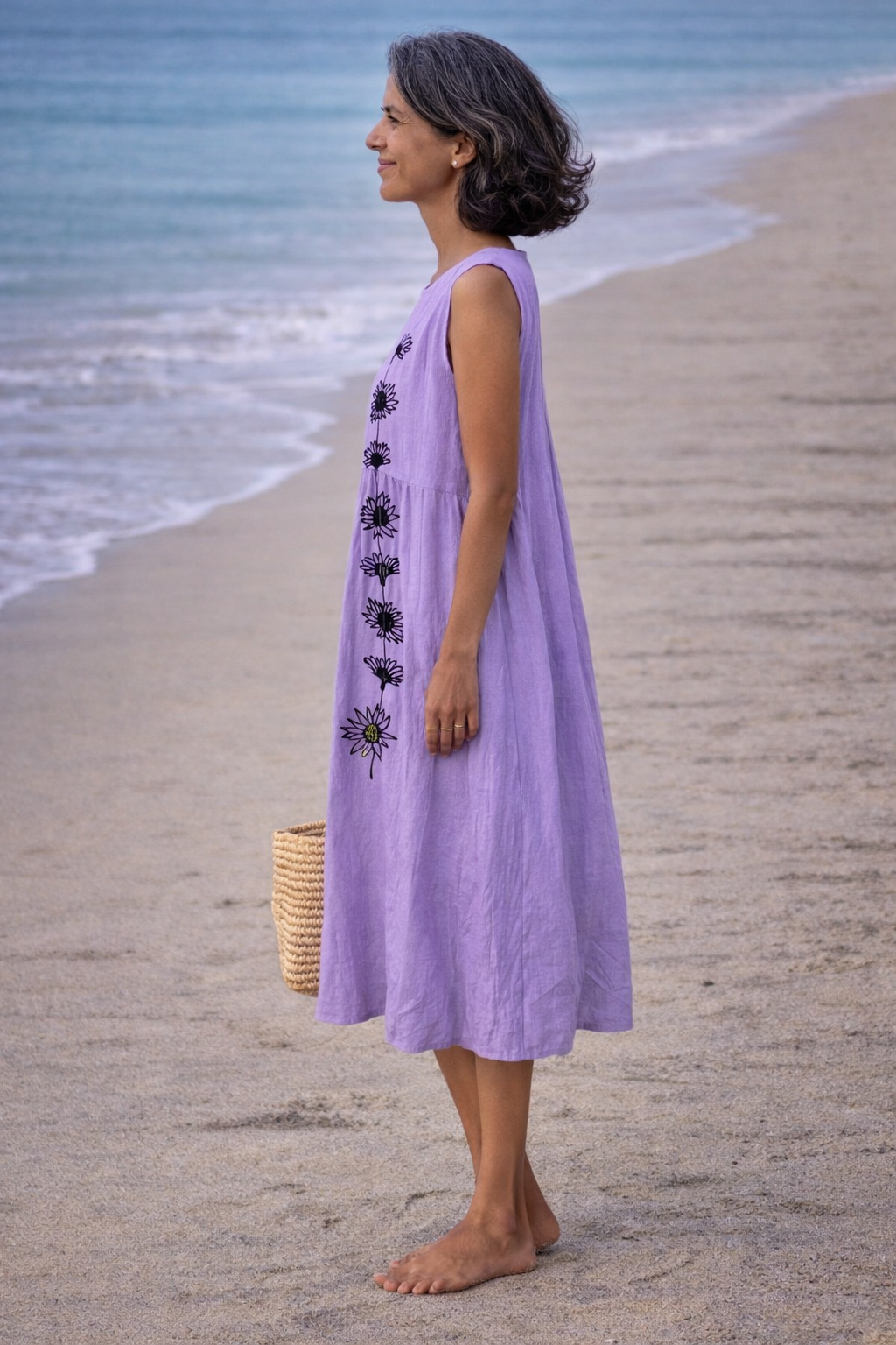 Women's Midi Dress | Floral Sleeveless Draped