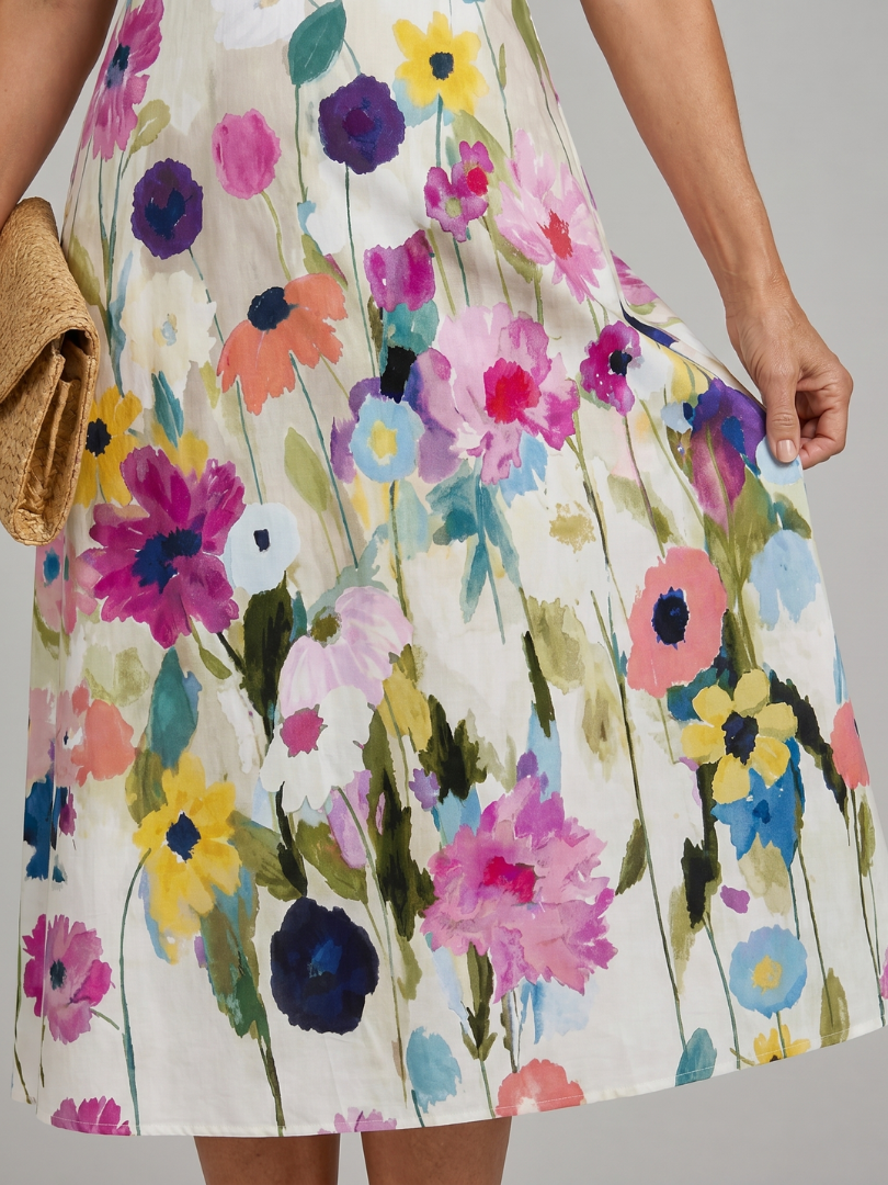 Women's Midi Dress | Floral Sleeveless Summer