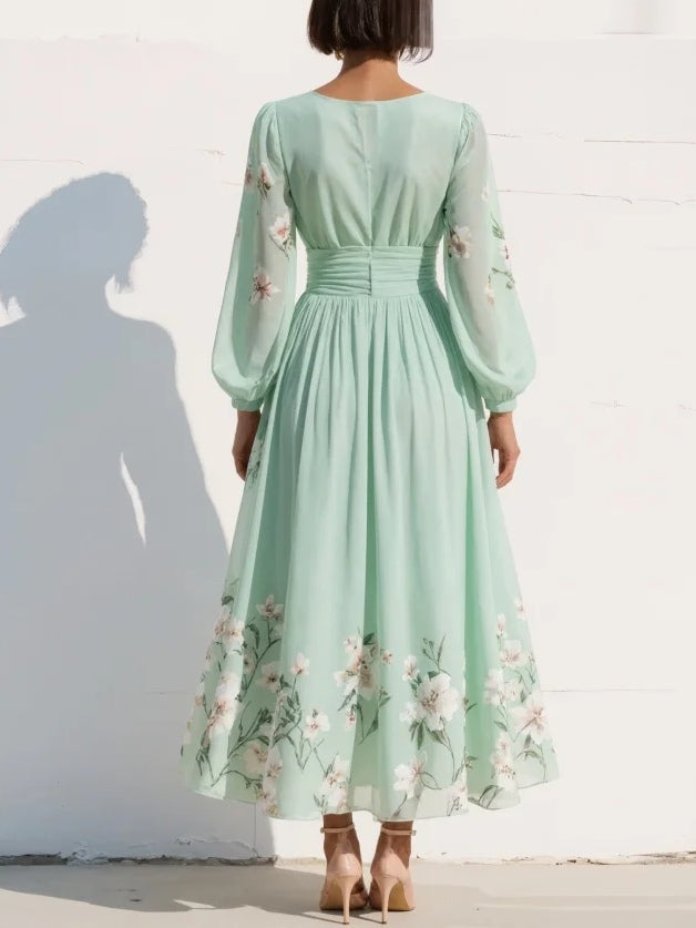 Women's Midi Dress | Floral V-Neck Flowy