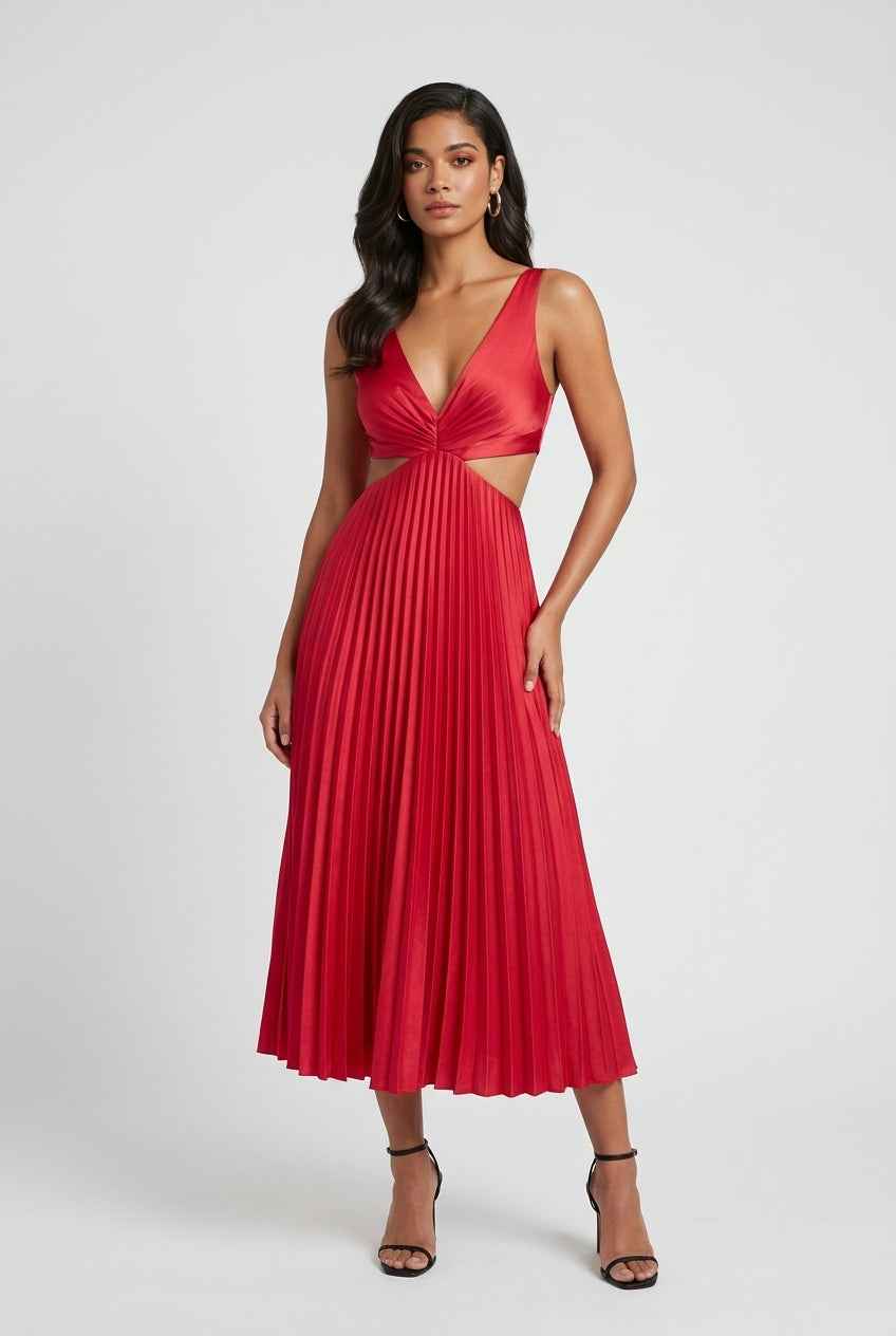 Women's Midi Dress | Pleated Flattering