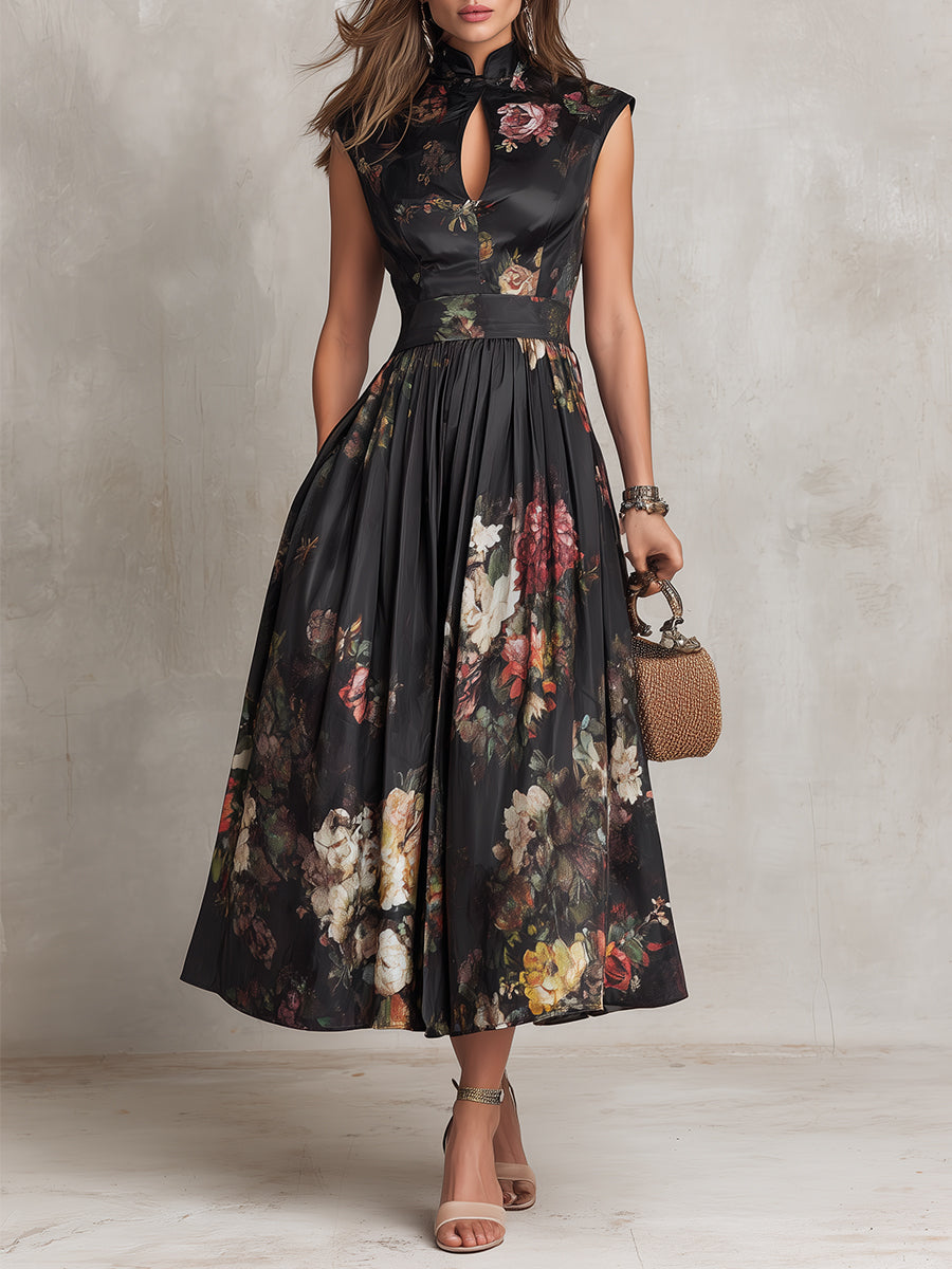 Women's Midi Dress | Pleated Floral Summer
