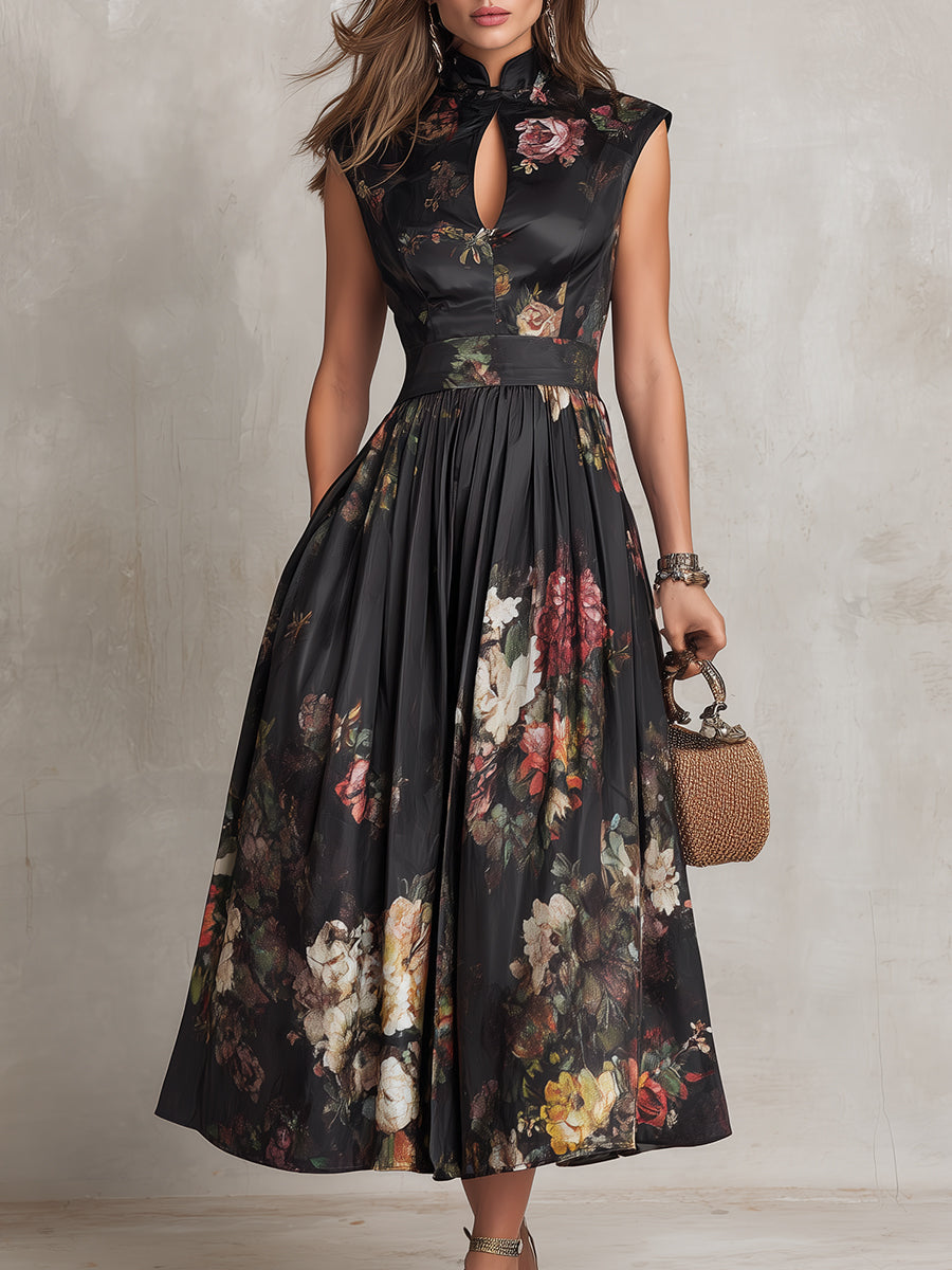 Women's Midi Dress | Pleated Floral Summer