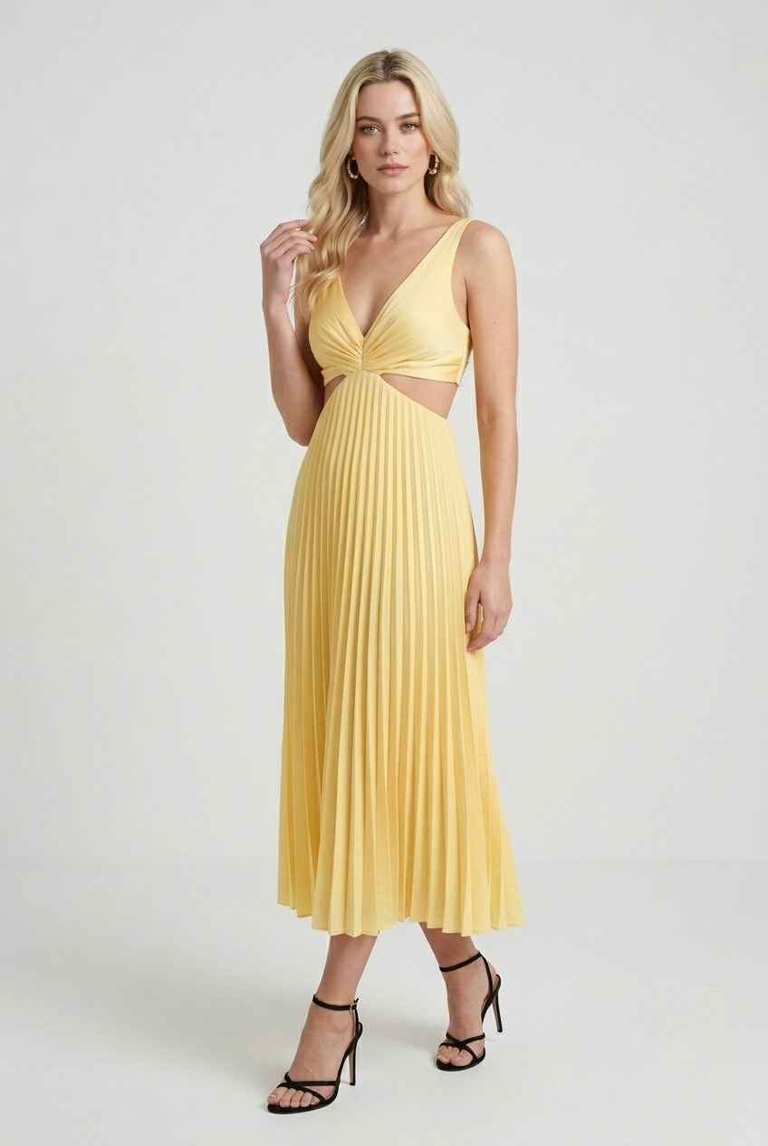 Women's Midi Dress | Pleated Flowing