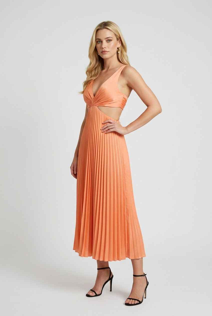 Women's Midi Dress | Pleated Summer Casual