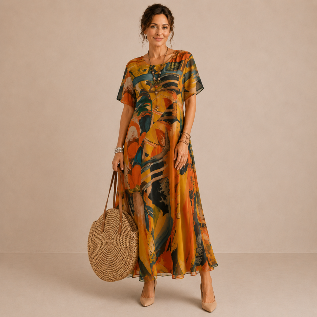 Women's Midi Dress | Printed Day-to-Night