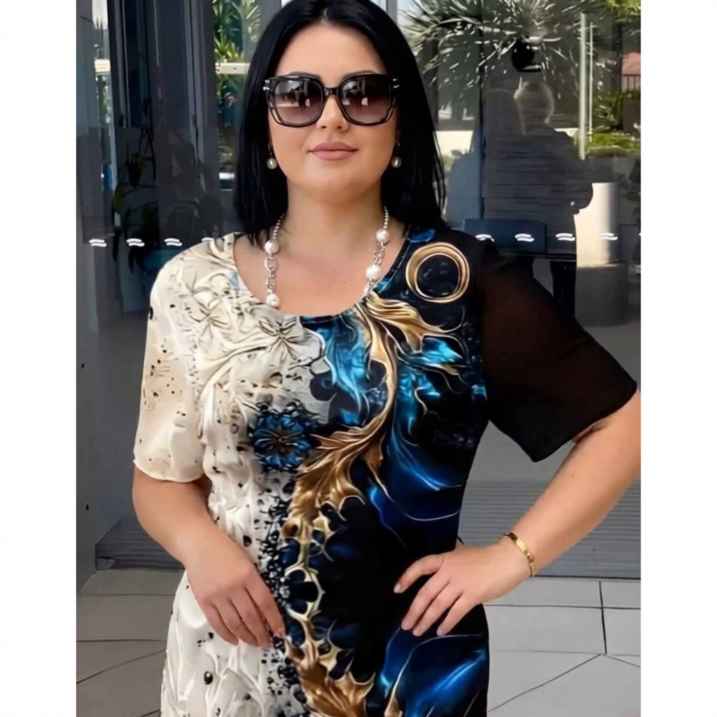 Women's Midi Dress | Printed Day-to-Night Seaside