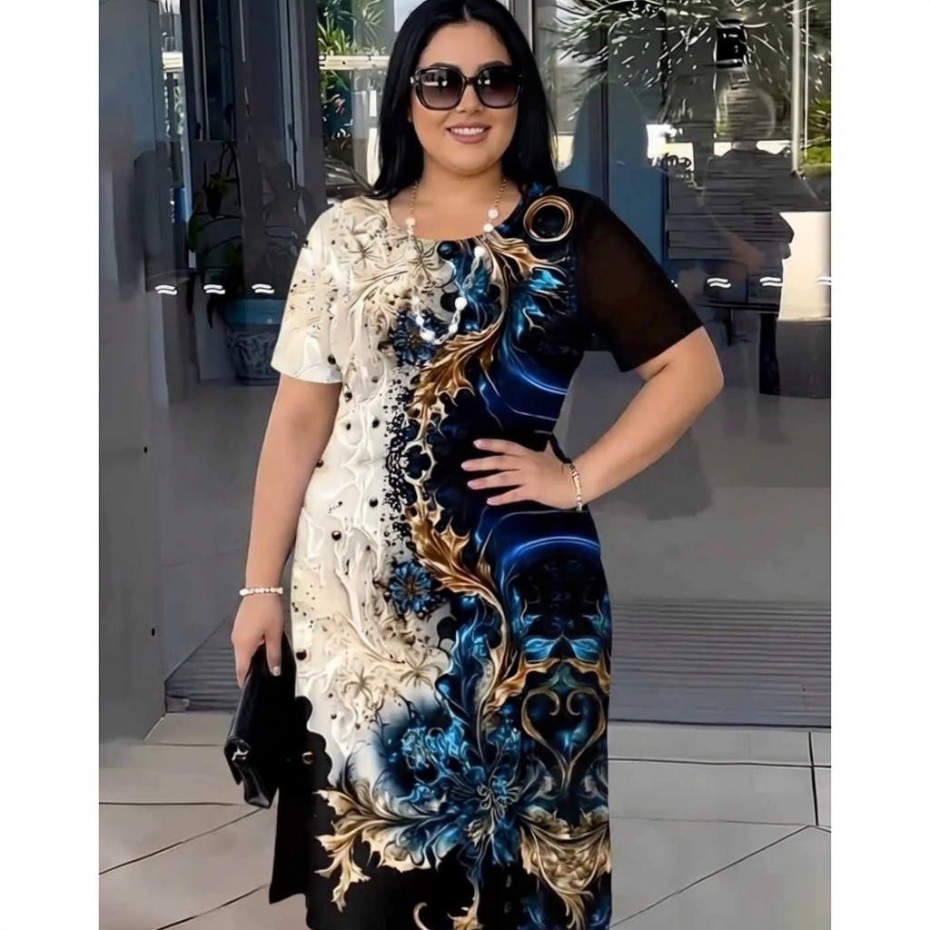 Women's Midi Dress | Printed Day-to-Night Seaside