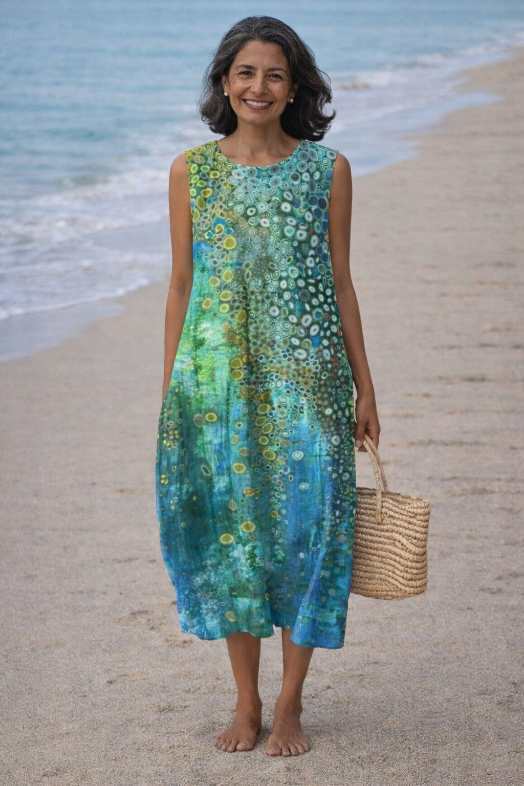 Women's Midi Dress | Sleeveless Draped Reef