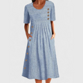 Women's Midi Dress | Striped 3/4-Sleeve