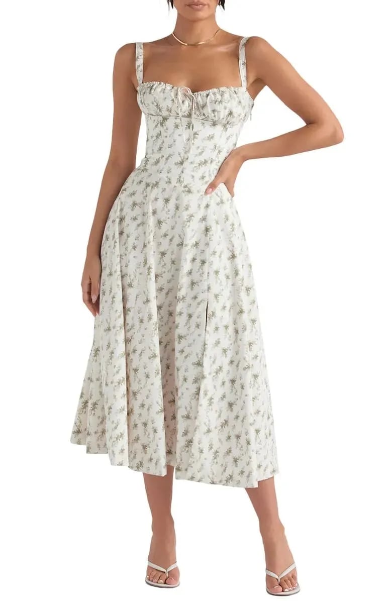 Women's Midi Dress | Tiered Floral Printed