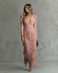 Women's Midi Dress | V-Neck Long-Sleeve