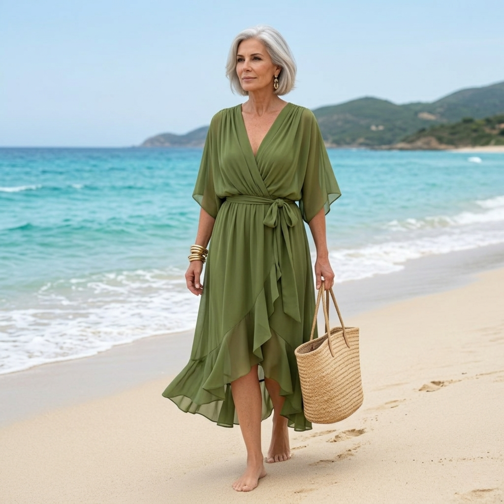 Women's Midi Dress | V-Neck Summer Casual