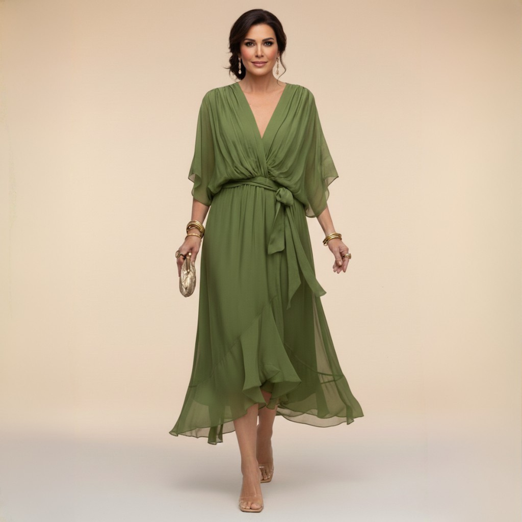 Women's Midi Dress | V-Neck Summer Casual