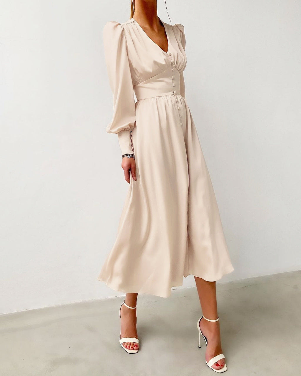 Women's Midi Dress | V-Neck Summer Casual