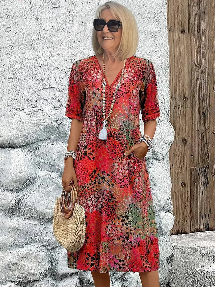 Women's Midi Dress | Wrap Floral Summer