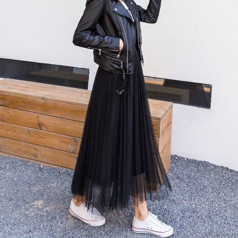 Women's Midi Skirt | Black Tulle