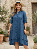 Women's Midi Sundress | A-Line Band-Collar