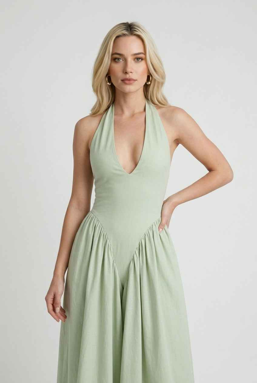Women's Midi Sundress | Sculpted Green