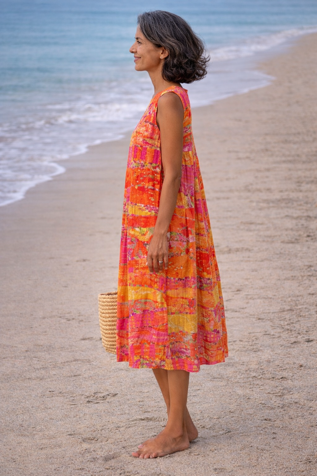 Women's Midi Sundress | Sleeveless Draped Sunset