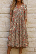 Women's Midi Sundress | V-Neck Draped