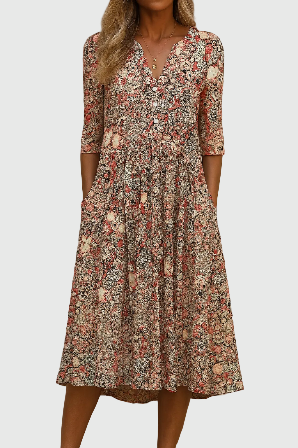 Women's Midi Sundress | V-Neck Draped
