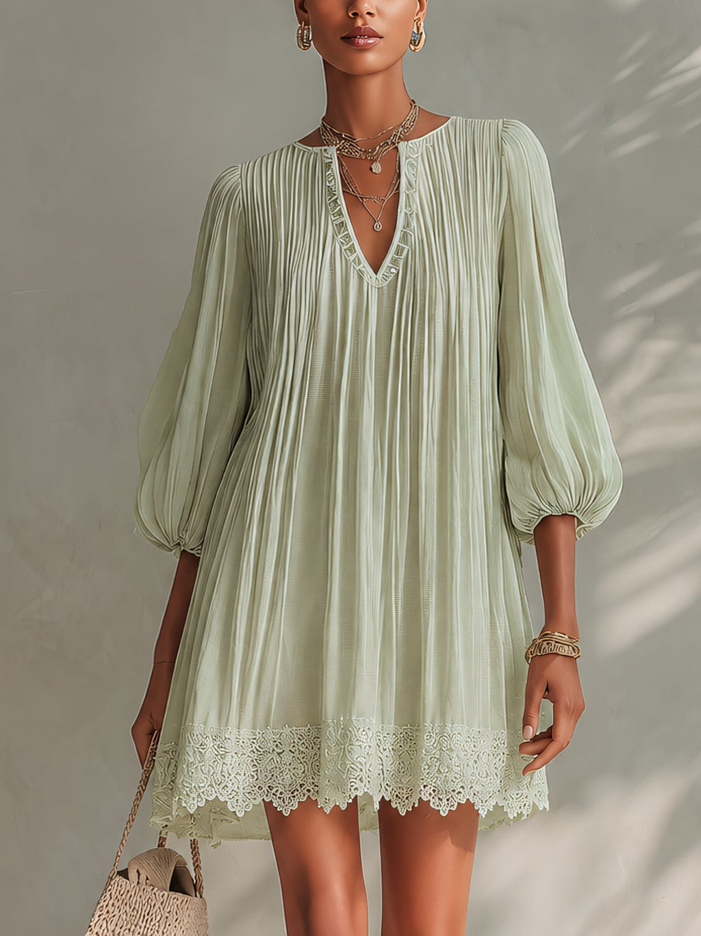 Women's Mini Dress | Pleated Summer Casual