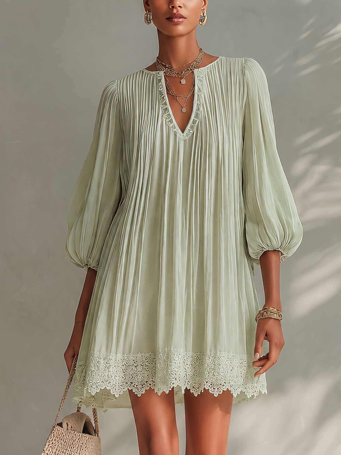 Women's Mini Dress | Pleated Summer Casual