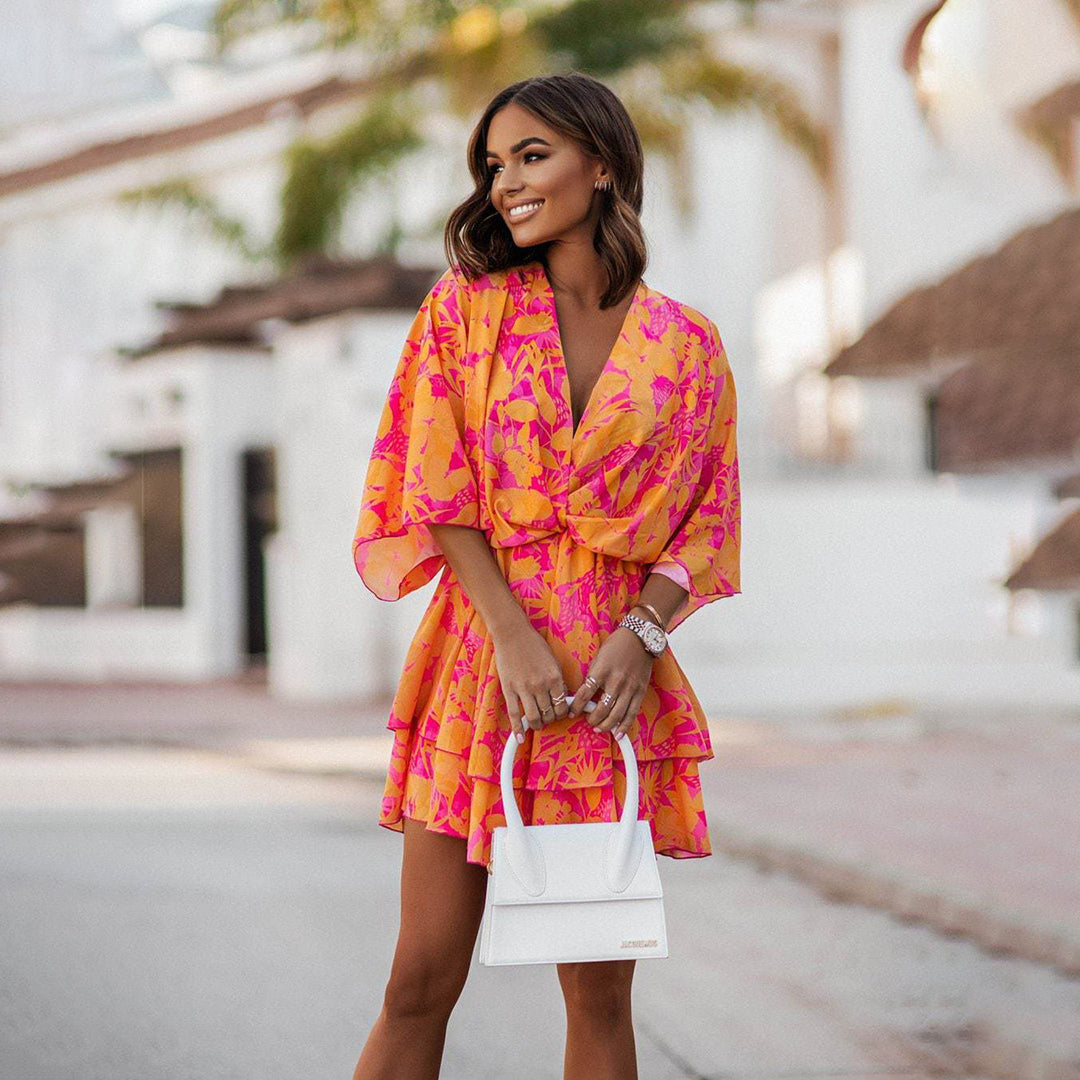 Women's Mini Dress | Tiered Floral Printed