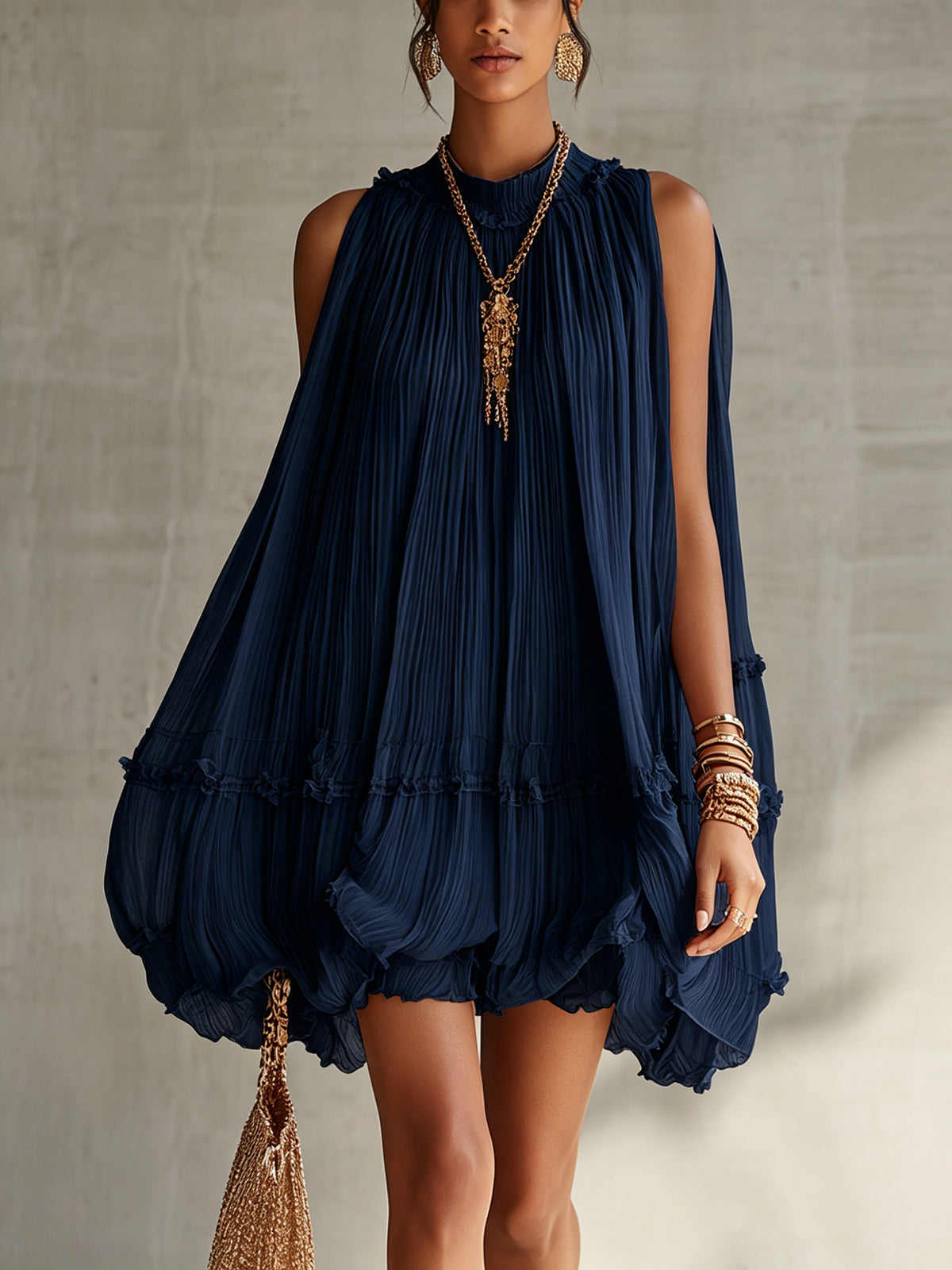 Women's Mini Dress | Tiered Halter Ruffled