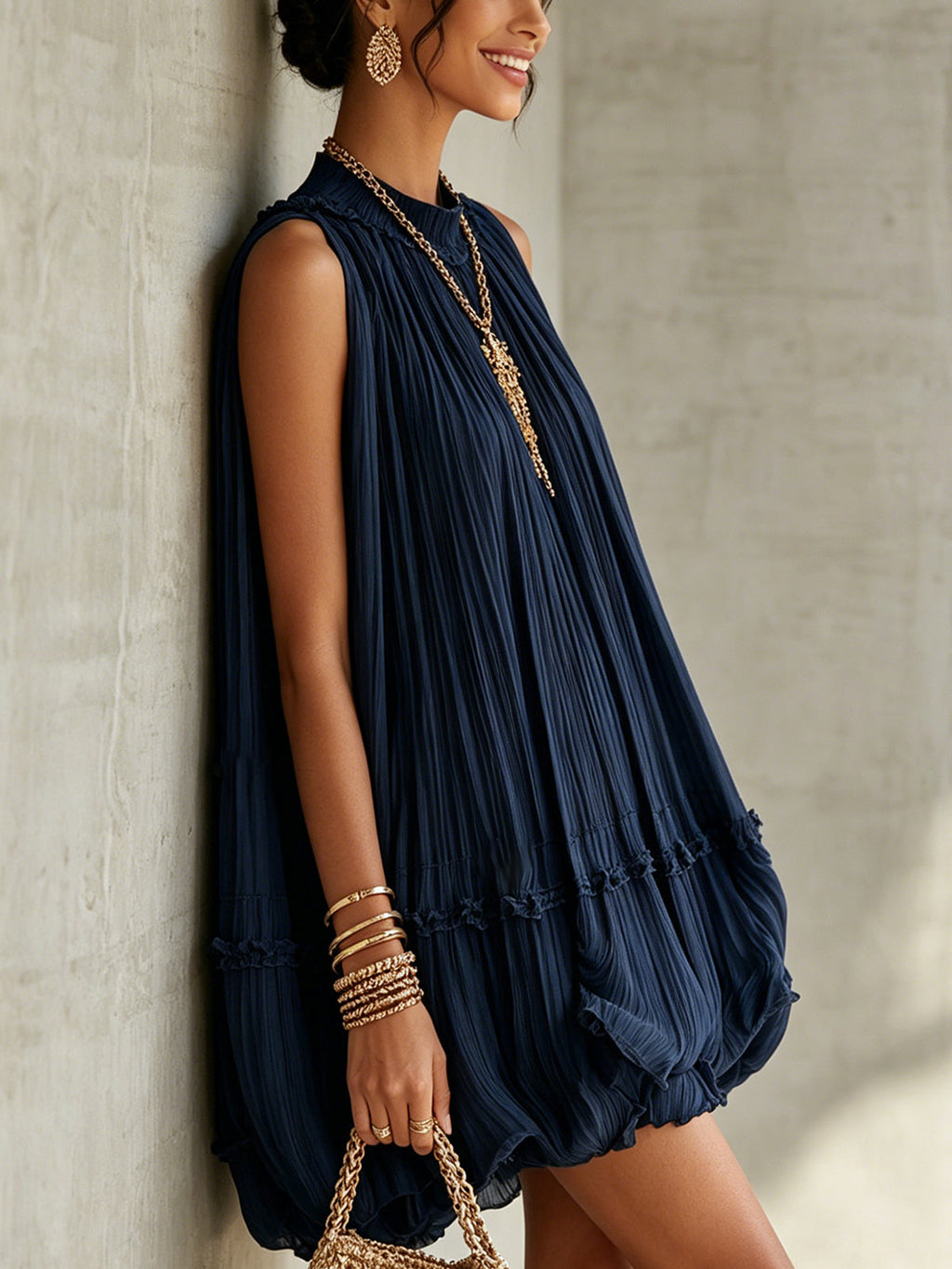 Women's Mini Dress | Tiered Halter Ruffled