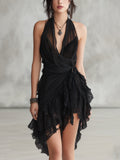 Women's Mini Dress | Tiered Halter Ruffled