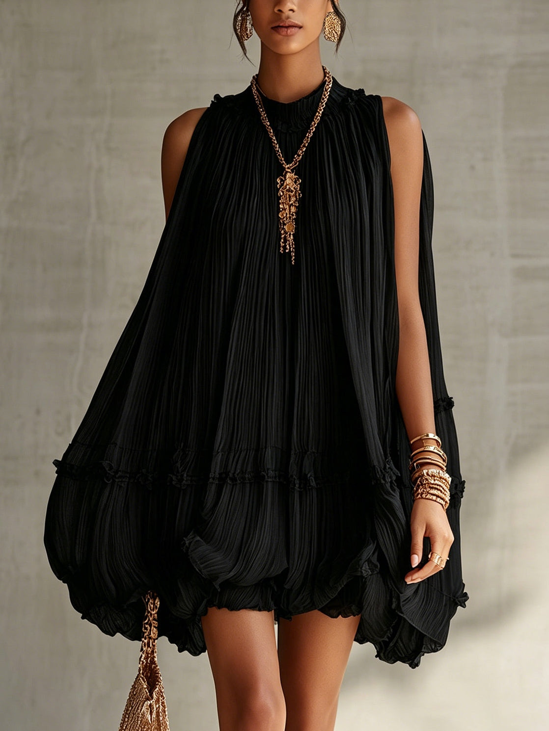 Women's Mini Dress | Tiered Halter Ruffled