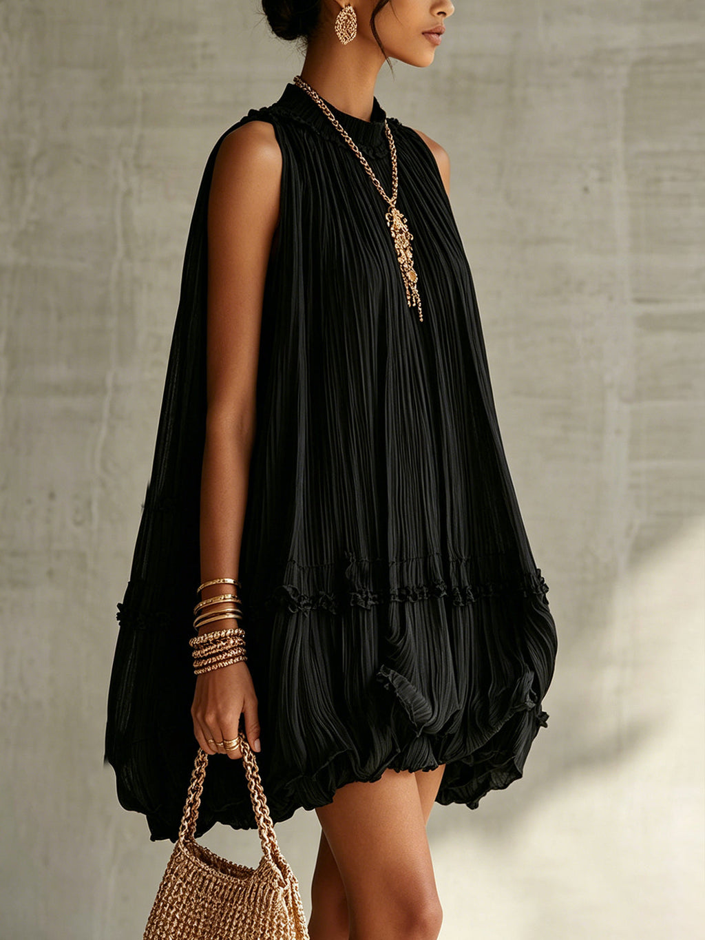 Women's Mini Dress | Tiered Halter Ruffled
