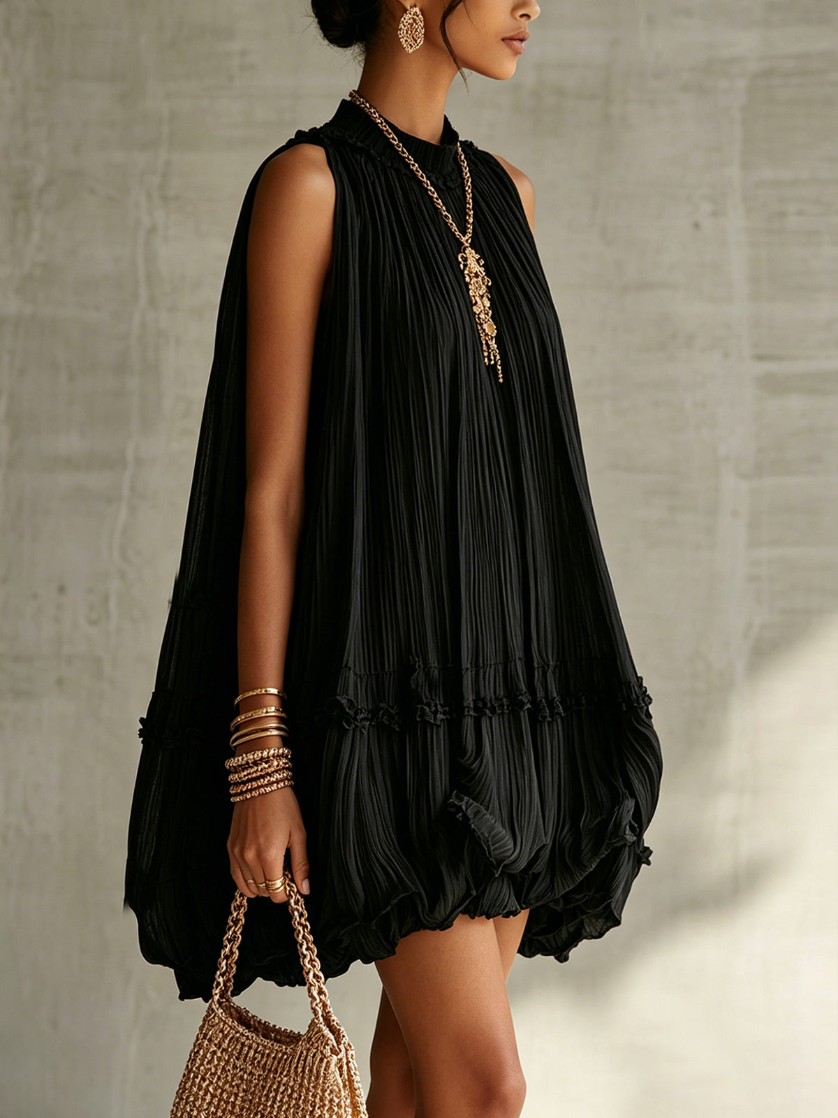 Women's Mini Dress | Tiered Halter Ruffled