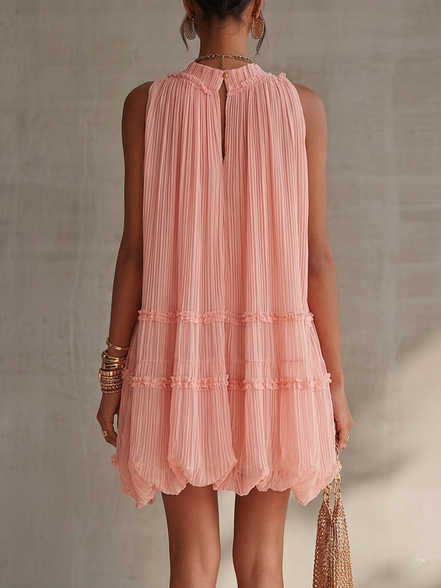 Women's Mini Dress | Tiered Halter Ruffled