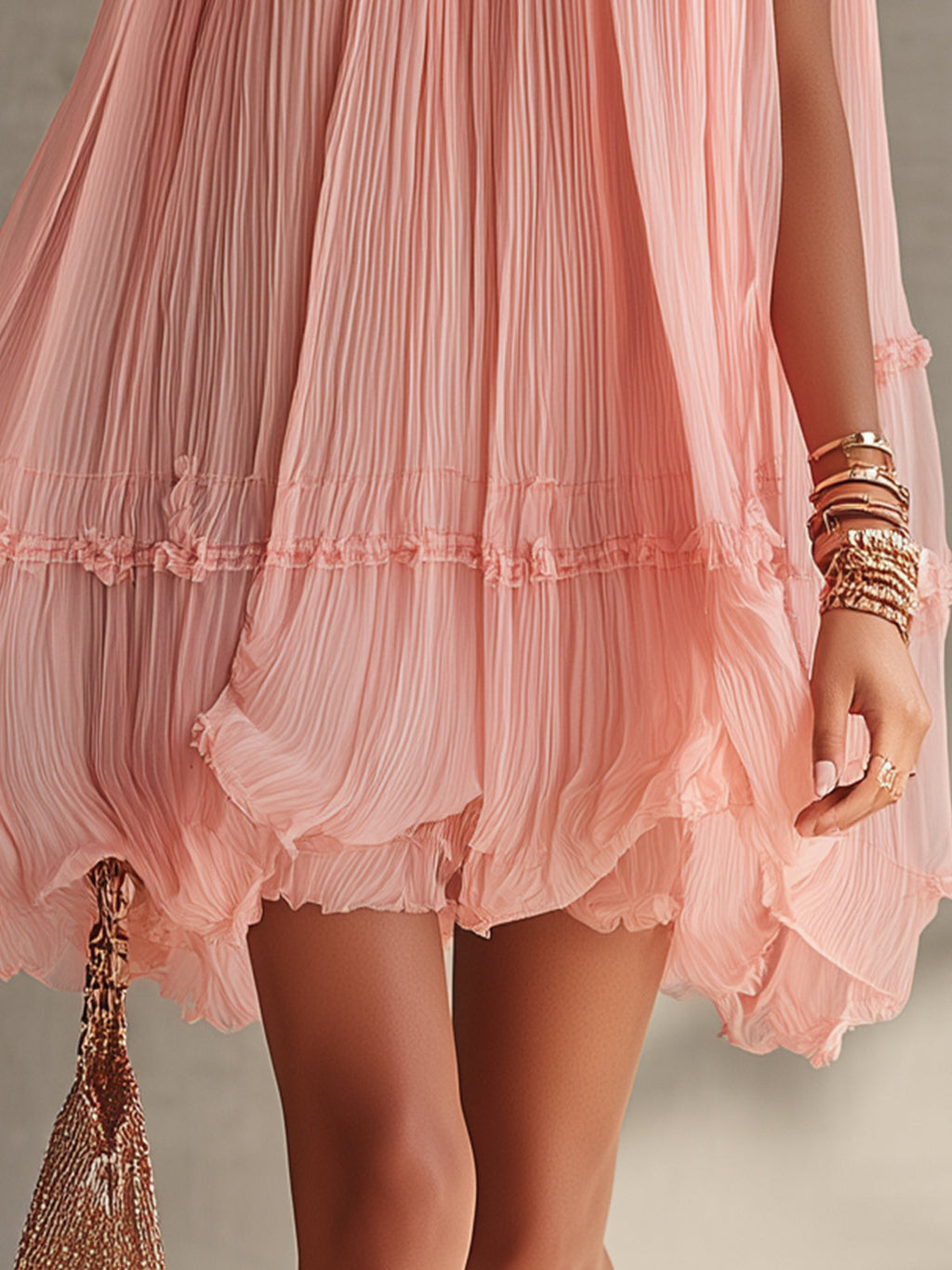 Women's Mini Dress | Tiered Halter Ruffled