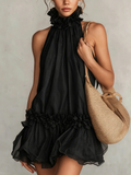 Women's Mini Dress | Tiered Halter Sleeveless