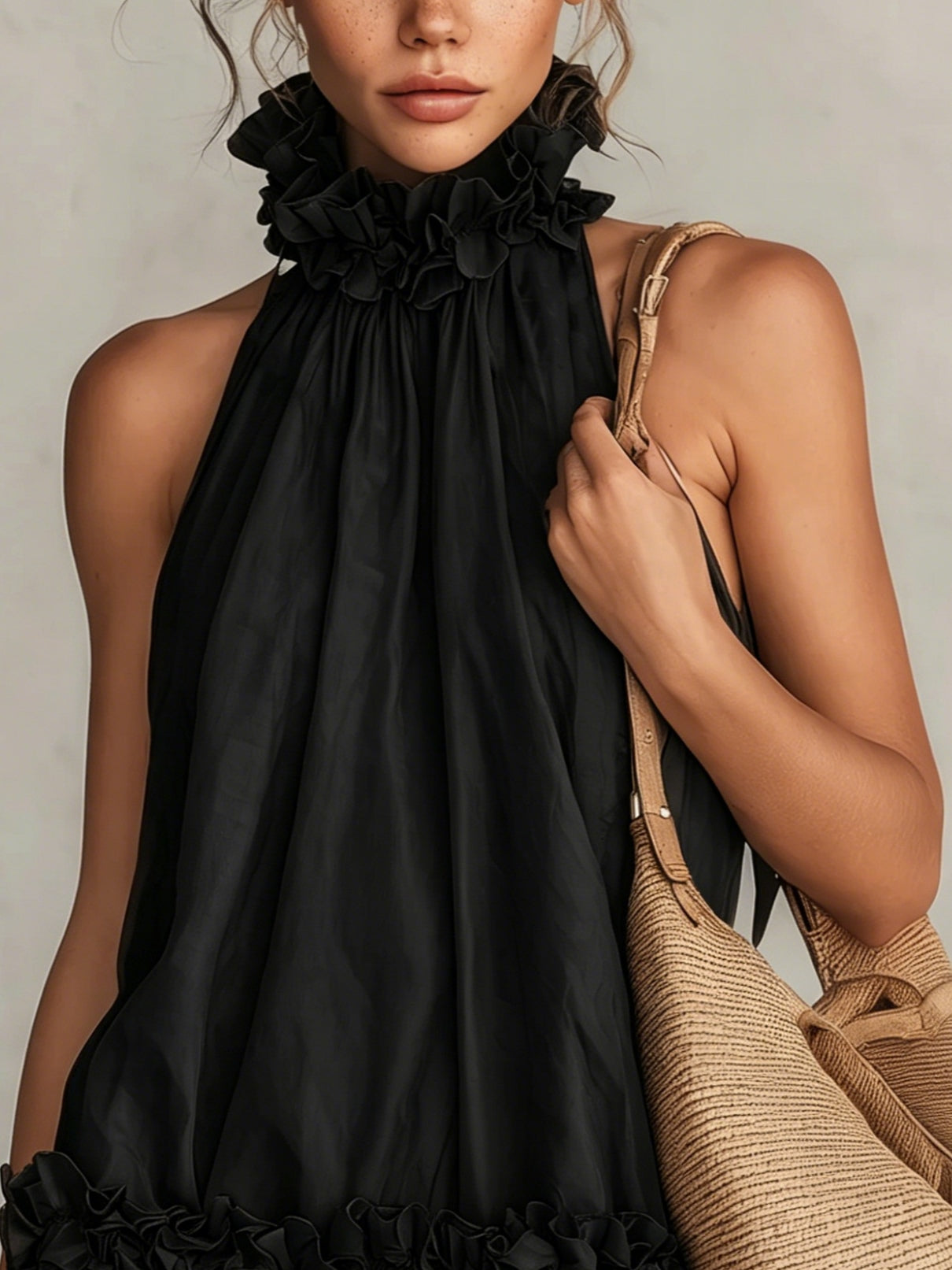 Women's Mini Dress | Tiered Halter Sleeveless
