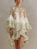 Women's Mini Dress | Tiered Printed Ruffled