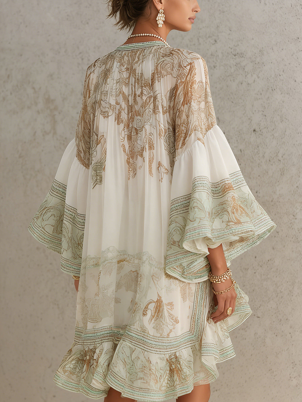 Women's Mini Dress | Tiered Printed Ruffled
