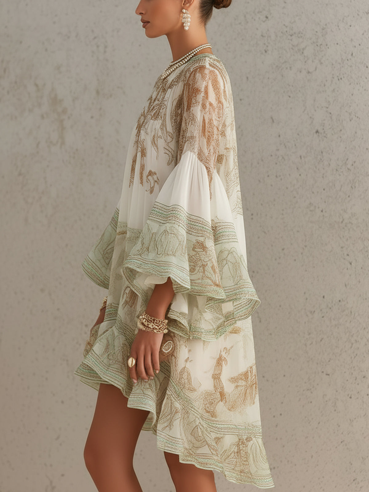 Women's Mini Dress | Tiered Printed Ruffled