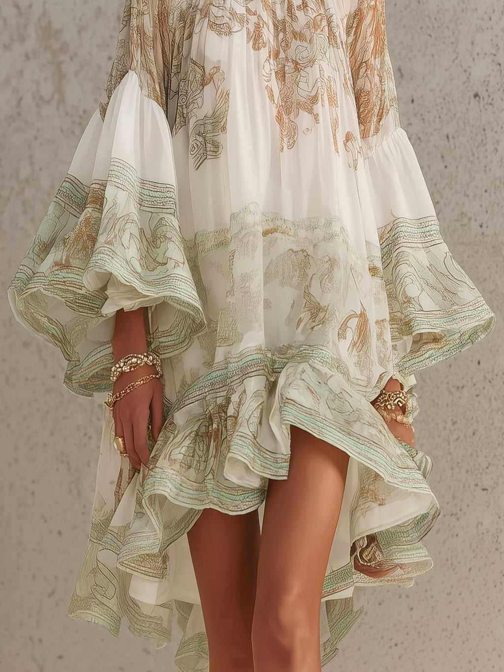 Women's Mini Dress | Tiered Printed Ruffled