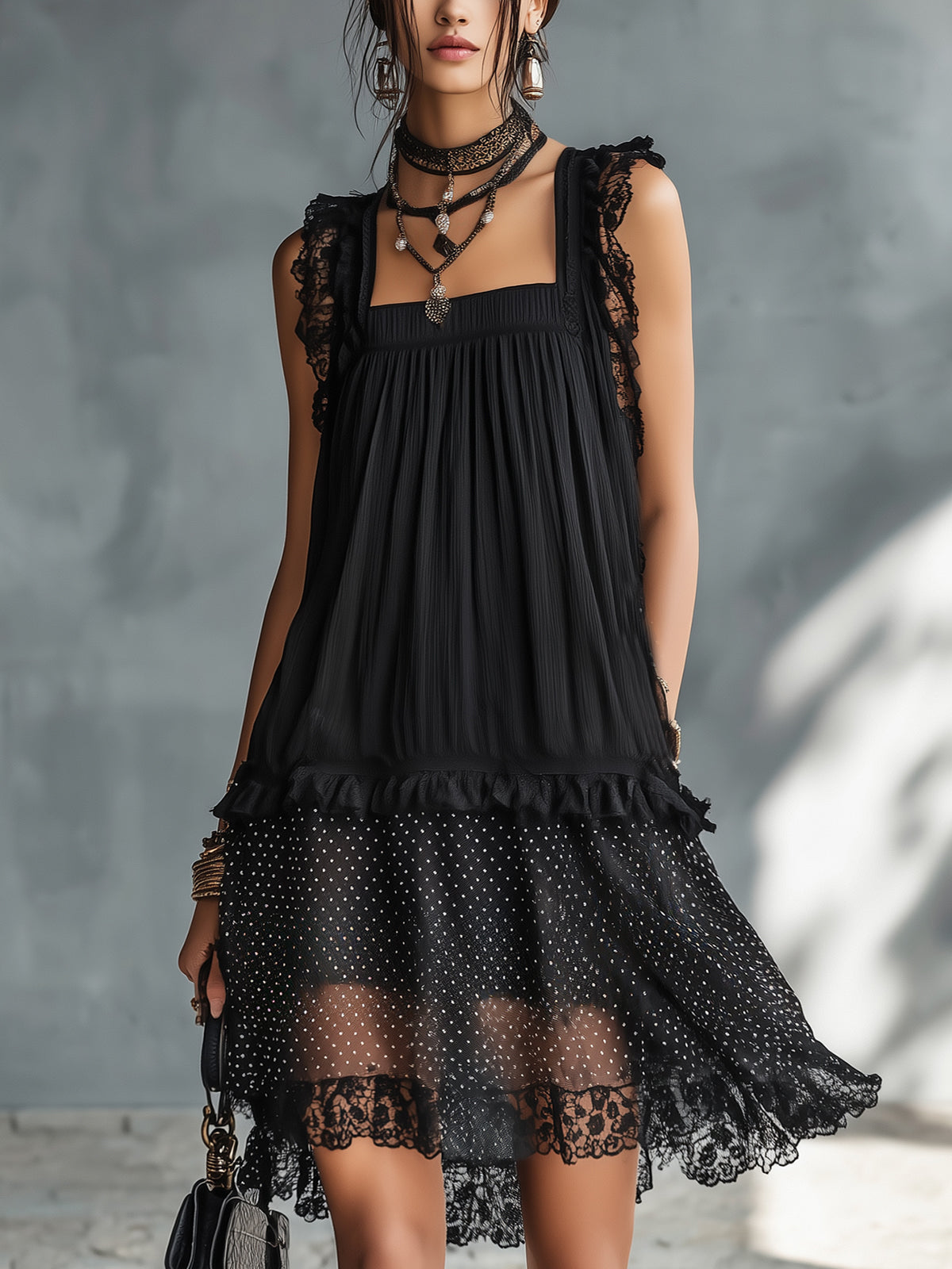 Women's Mini Dress | Tiered Printed Ruffled