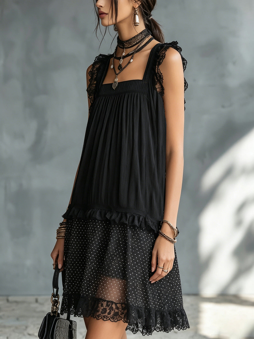 Women's Mini Dress | Tiered Printed Ruffled