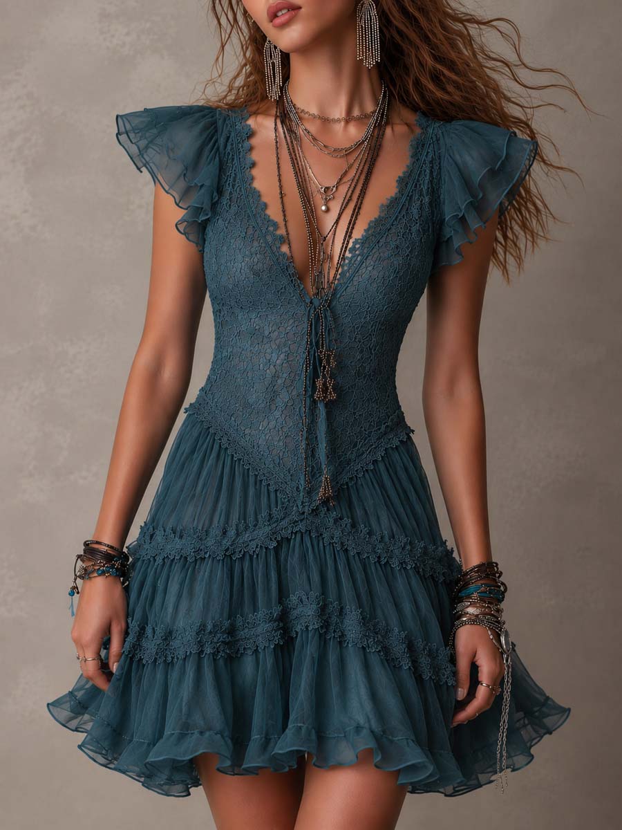 Women's Mini Dress | Tiered Ruffled Summer