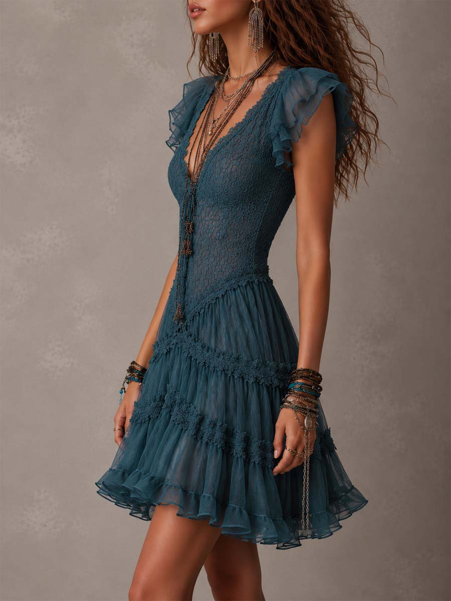 Women's Mini Dress | Tiered Ruffled Summer