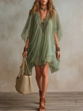 Women's Mini Dress | Tiered V-Neck Flowy