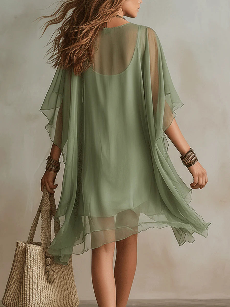 Women's Mini Dress | Tiered V-Neck Flowy