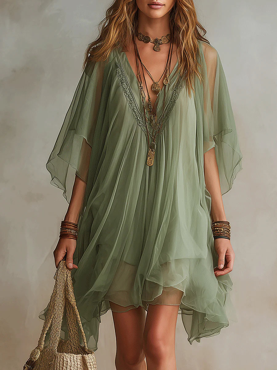 Women's Mini Dress | Tiered V-Neck Flowy